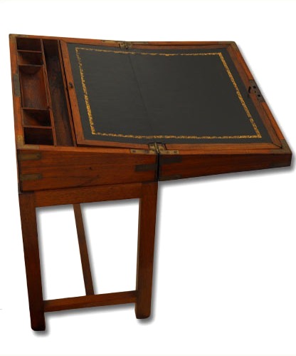 Leather inlay desk top with gold tooling